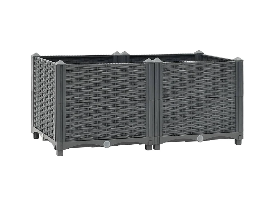 Macetero elevado plantas flores jardín 80 x 40 x 38 cm polipropileno gris oscuro 02_0000945