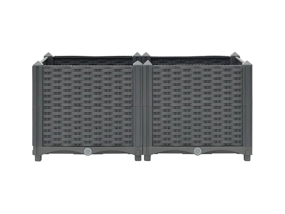 Macetero elevado plantas flores jardín 80 x 40 x 38 cm polipropileno gris oscuro 02_0000945