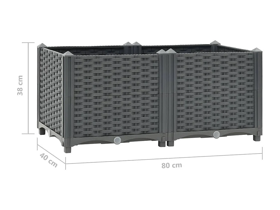 Macetero elevado plantas flores jardín 80 x 40 x 38 cm polipropileno gris oscuro 02_0000945
