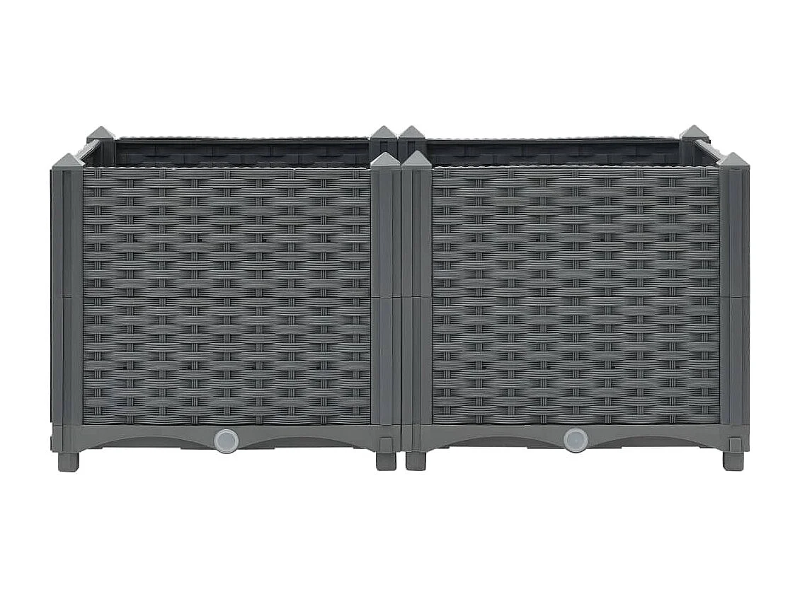 Macetero elevado plantas flores jardín 80 x 40 x 38 cm polipropileno gris oscuro 02_0000945