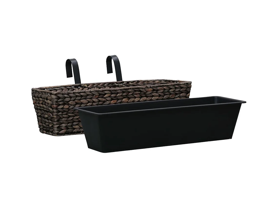 Set di 2 fioriere in giacinto d'acqua 60 cm marrone 02_0000882