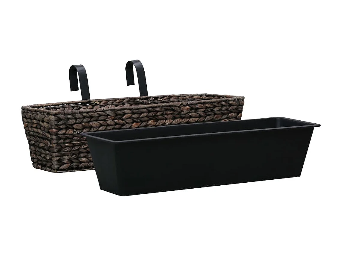 Set di 2 fioriere in giacinto d'acqua 60 cm marrone 02_0000882