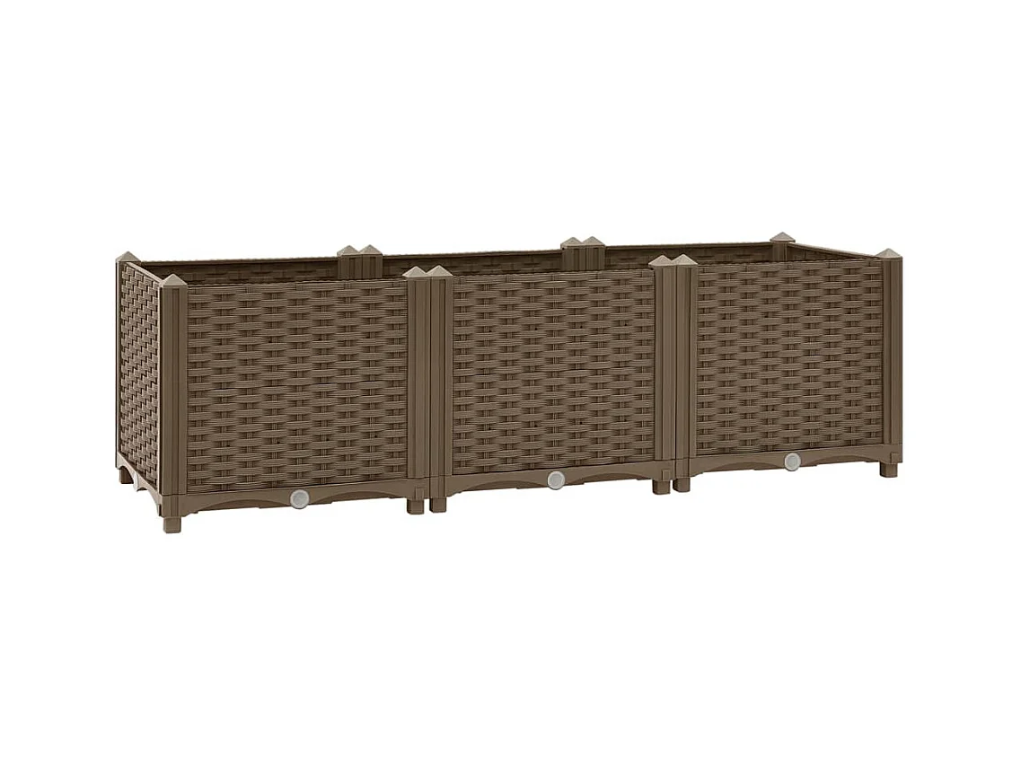 Macetero elevado plantas flores jardín 120 x 40 x 38 cm polipropileno marrón 02_0000906