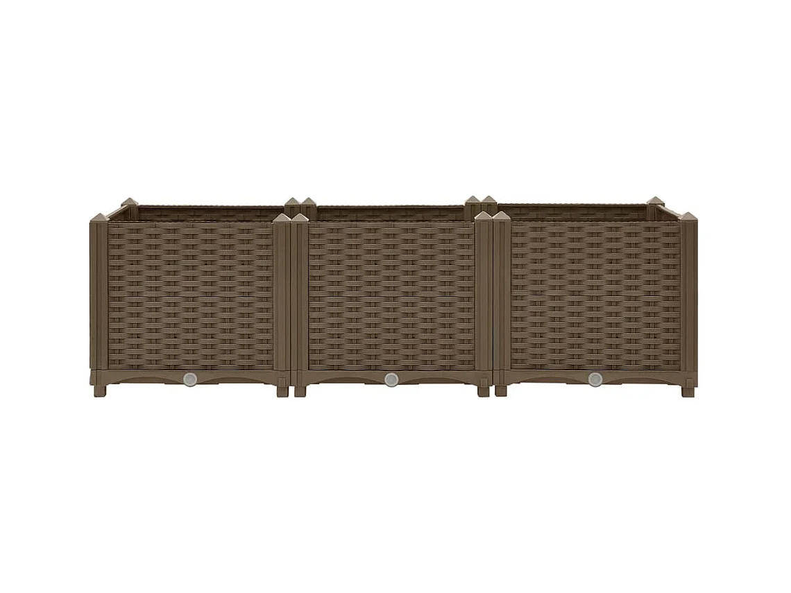 Macetero elevado plantas flores jardín 120 x 40 x 38 cm polipropileno marrón 02_0000906