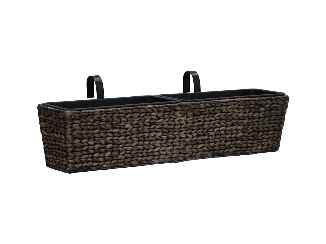 Set di 2 fioriere in giacinto d'acqua 39 cm marrone scuro 02_0000883