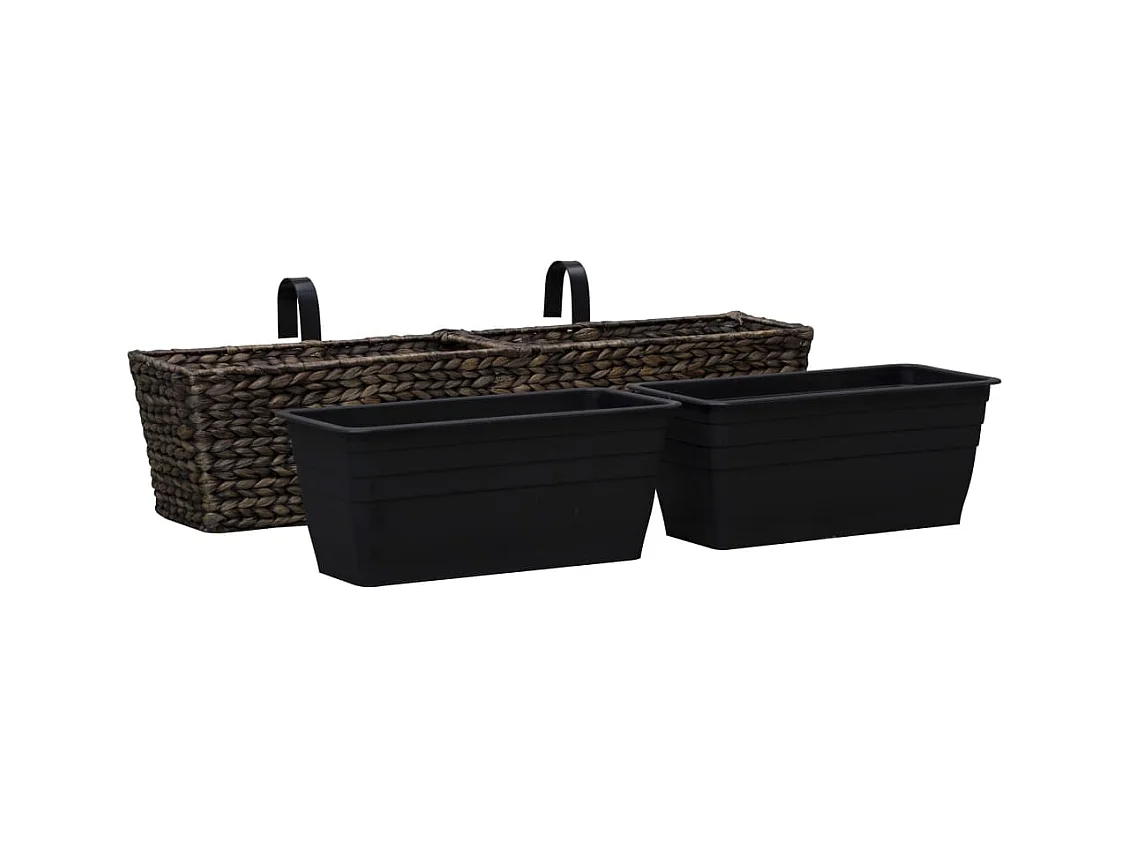 Set di 2 fioriere in giacinto d'acqua 39 cm marrone scuro 02_0000883