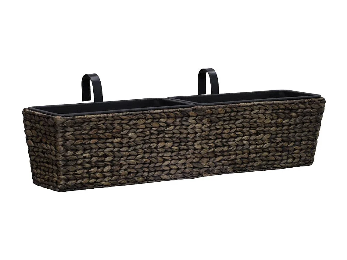 Set di 2 fioriere in giacinto d'acqua 39 cm marrone scuro 02_0000883