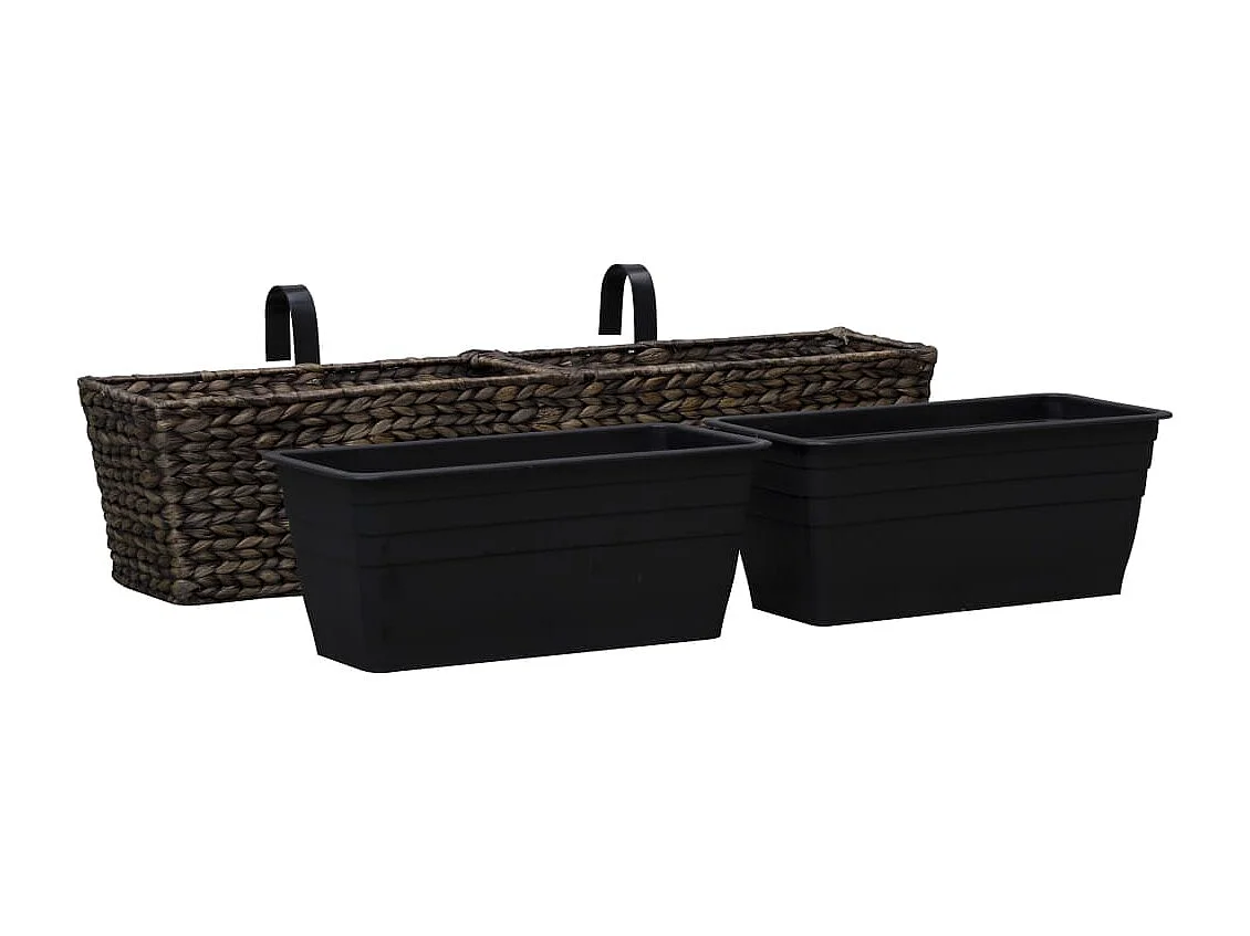 Set di 2 fioriere in giacinto d'acqua 39 cm marrone scuro 02_0000883