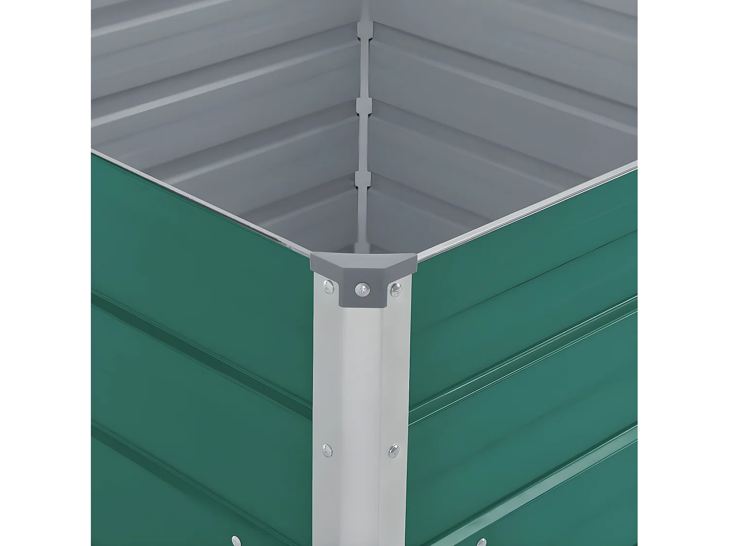 Canteiro elevado plantas flores jardim 100 x 100 x 77 cm aço galvanizado verde 02_0000787