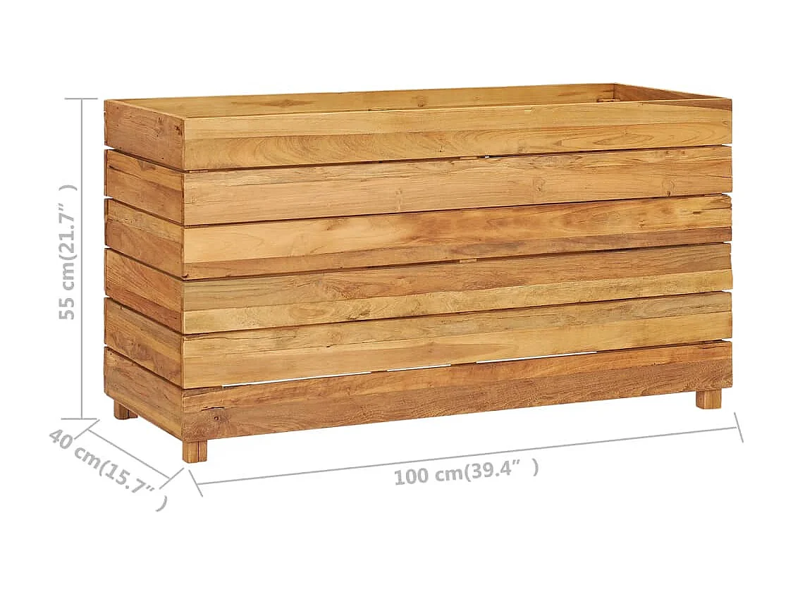 Canteiro elevado 100 x 40 x 55 cm madeira teca reciclada e aço 02_0000896