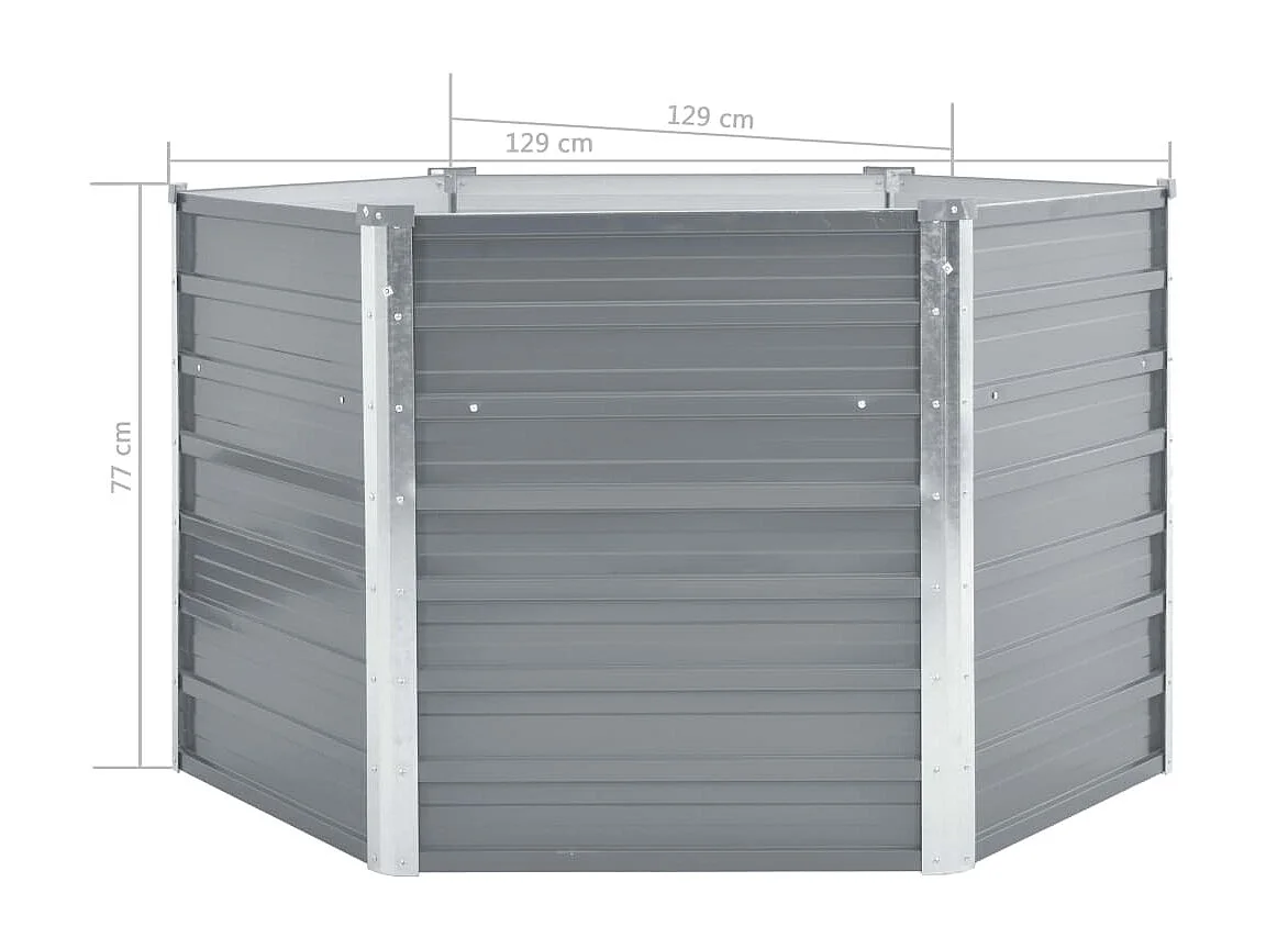 Fioriera rialzata piante fiori giardino acciaio zincato 129 x 129 x 77 cm grigio 02_0001089