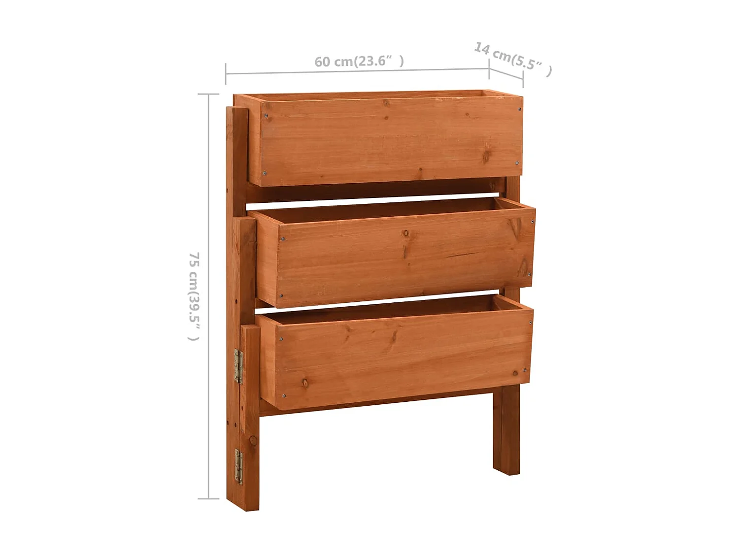 Jardinière pliable de jardin bois marron 60 x 14 x 75 cm 02_0000835