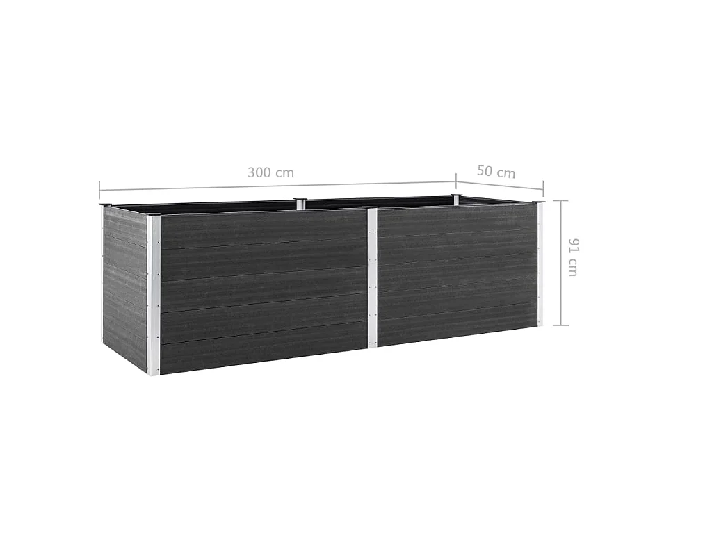 Jardinière lit surélevé plantes fleurs jardin 300 x 50 x 91 cm WPC gris 02_0001041