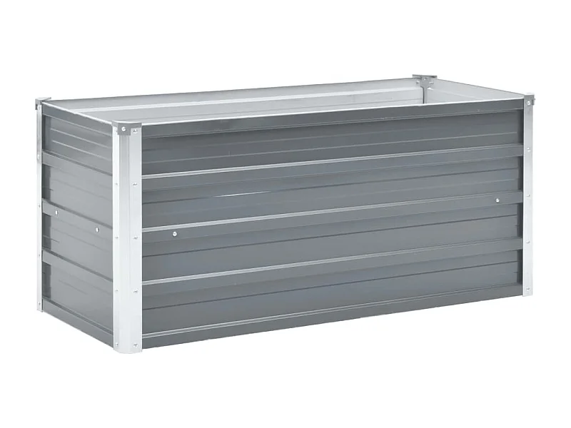 Plantador de canteiro elevado plantas flores jardim aço galvanizado 100 x 40 x 45 cm cinza 02_0001085