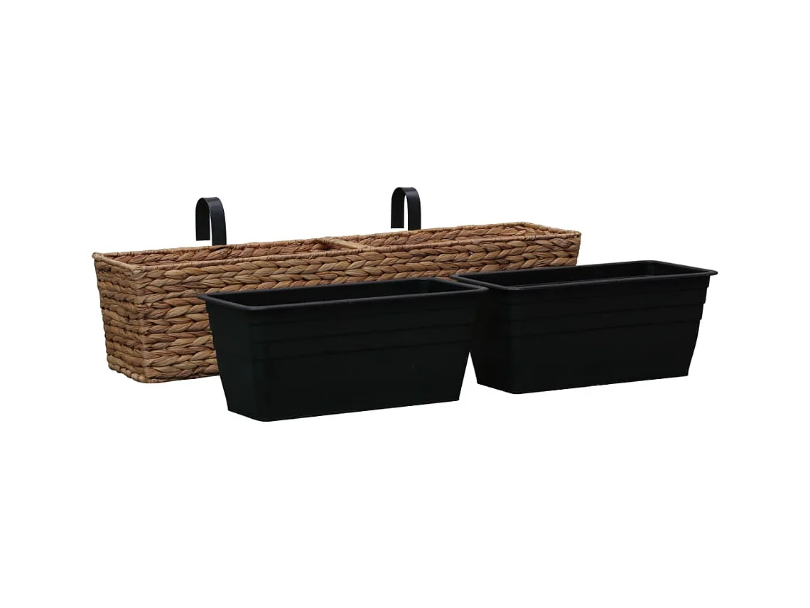 Set di 2 fioriere in giacinto d'acqua 39 cm marrone 02_0000881