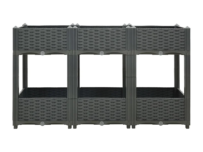 Macetero elevado plantas flores jardín 120 x 40 x 71 cm polipropileno gris oscuro 02_0000908