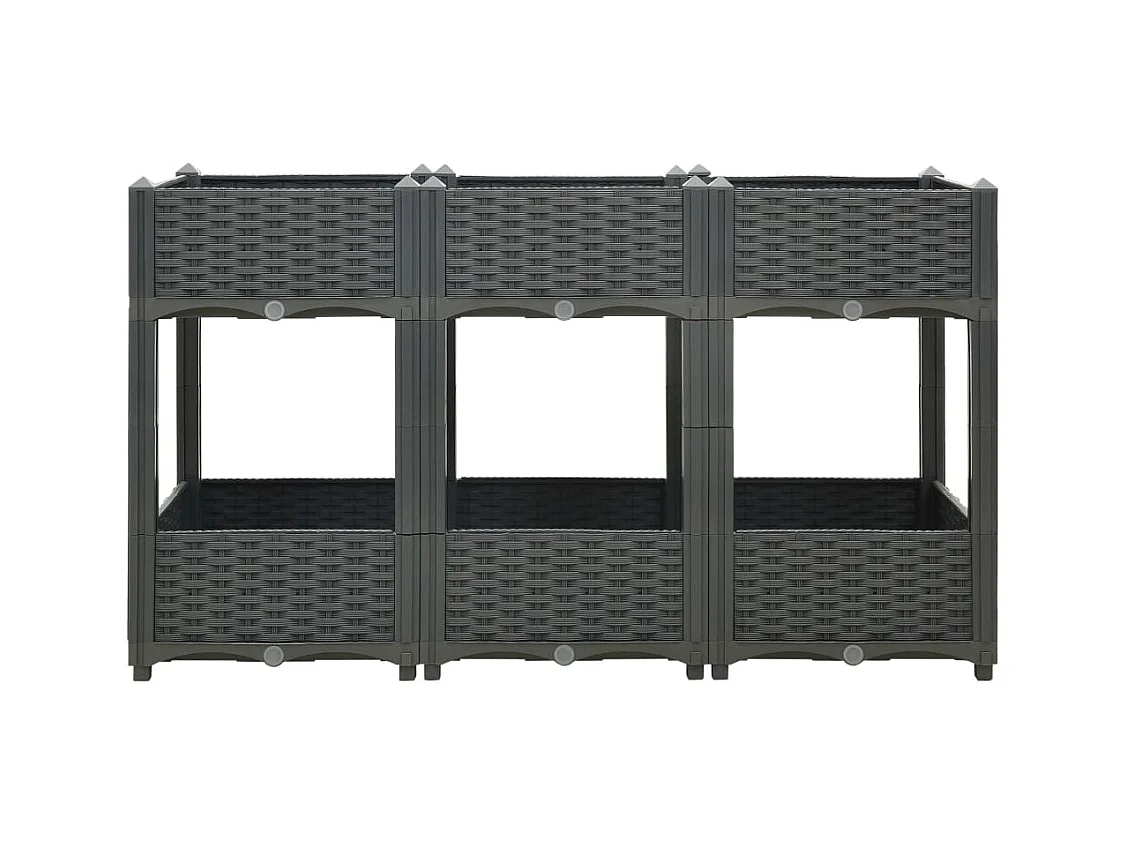 Macetero elevado plantas flores jardín 120 x 40 x 71 cm polipropileno gris oscuro 02_0000908