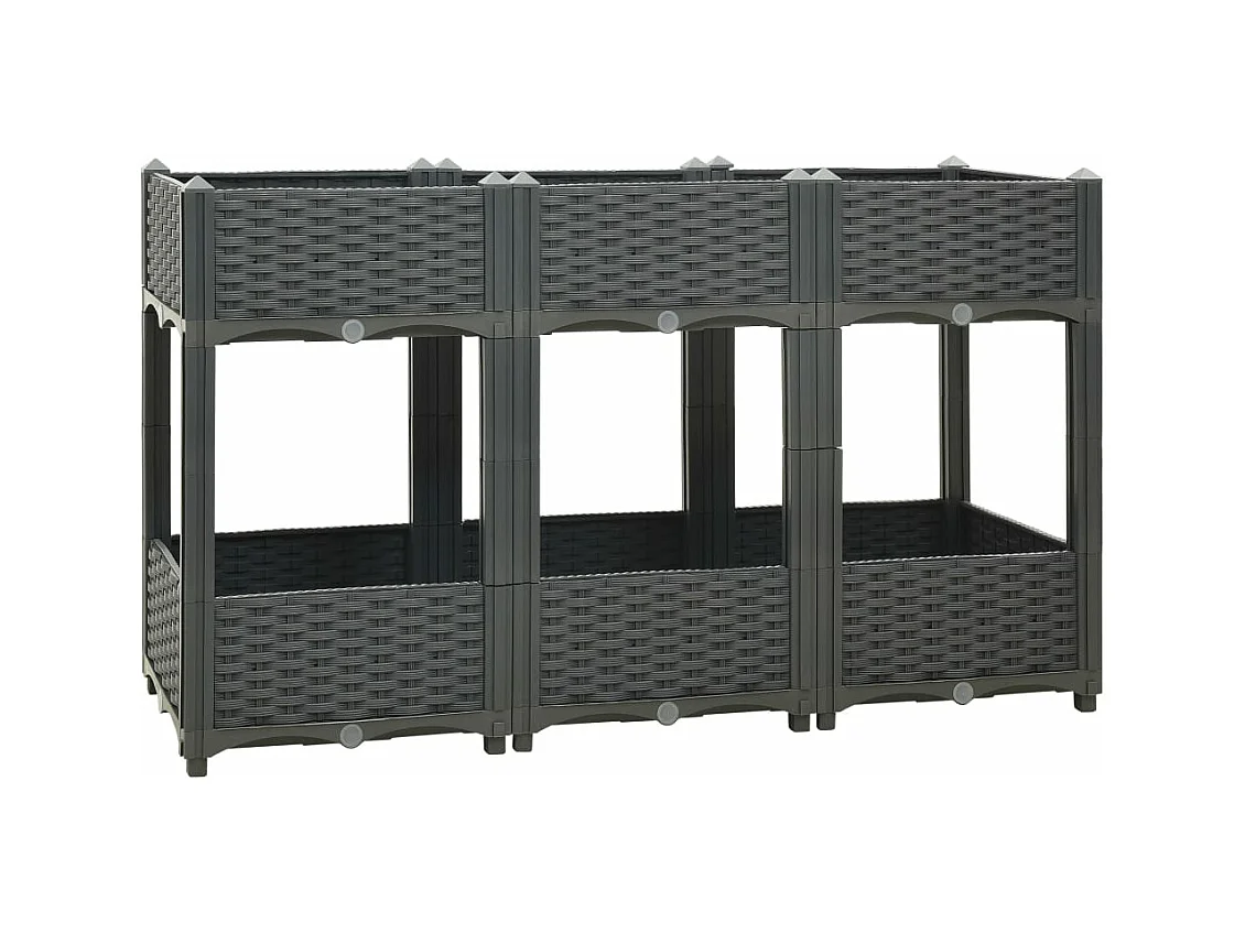 Macetero elevado plantas flores jardín 120 x 40 x 71 cm polipropileno gris oscuro 02_0000908