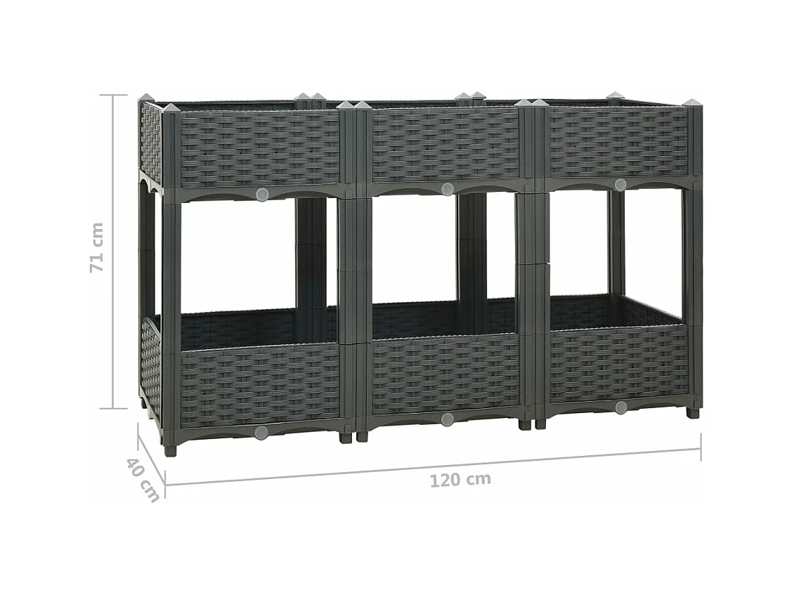 Macetero elevado plantas flores jardín 120 x 40 x 71 cm polipropileno gris oscuro 02_0000908