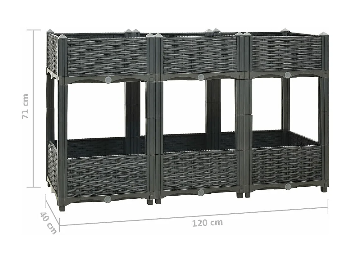 Fioriera rialzata piante fiori giardino 120 x 40 x 71 cm polipropilene grigio scuro 02_0000908