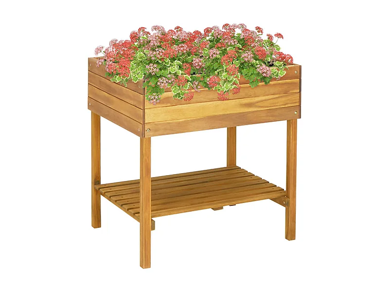 Fioriera rialzata 78,5 x 58,5 x 78,5 cm giardino piante fiori legno massello di acacia 02_0000851