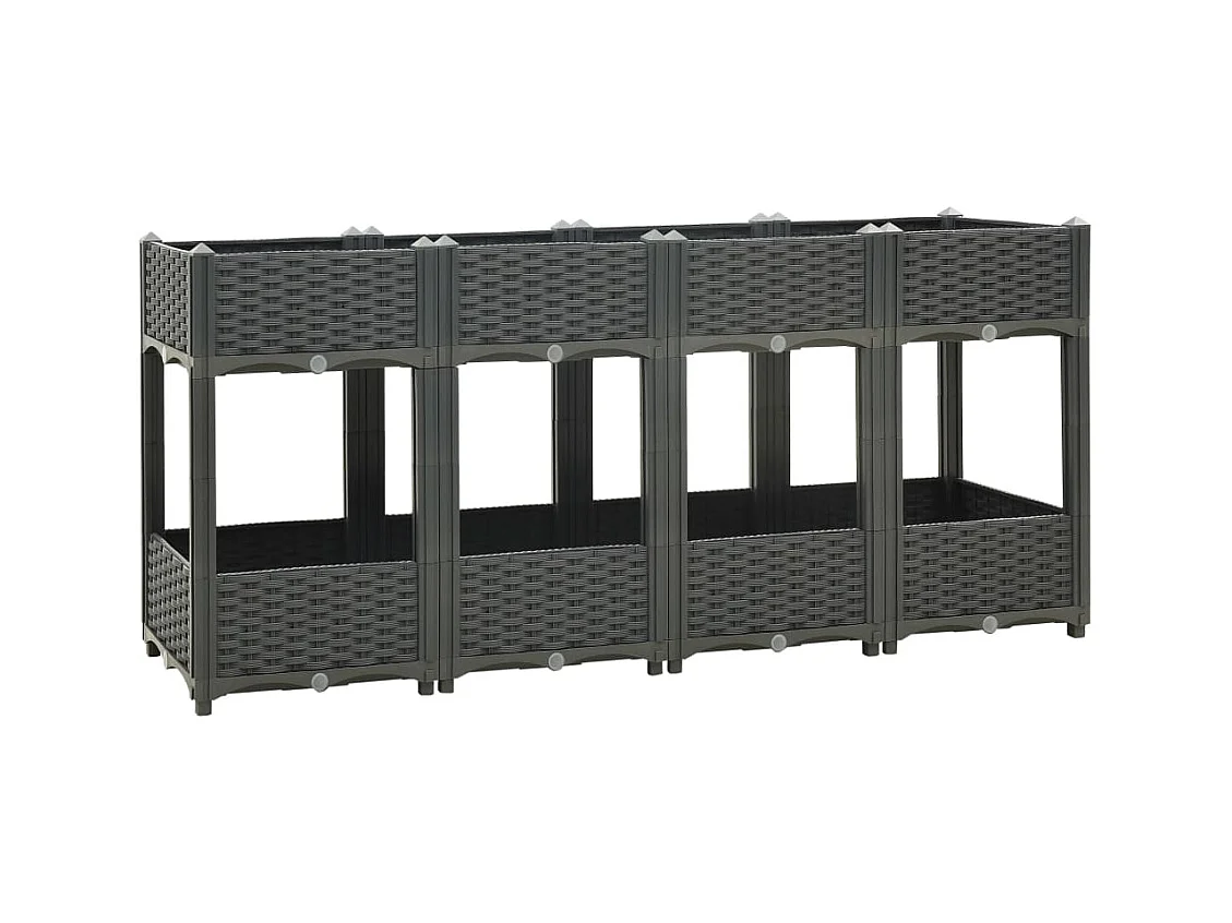 Jardinière lit surélevé plantes grise 160 x 40 x 71 cm 02_0000921