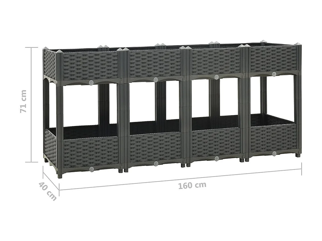 Fioriera rialzata piante fiori giardino 160 x 40 x 71 cm polipropilene grigio scuro 02_0000921