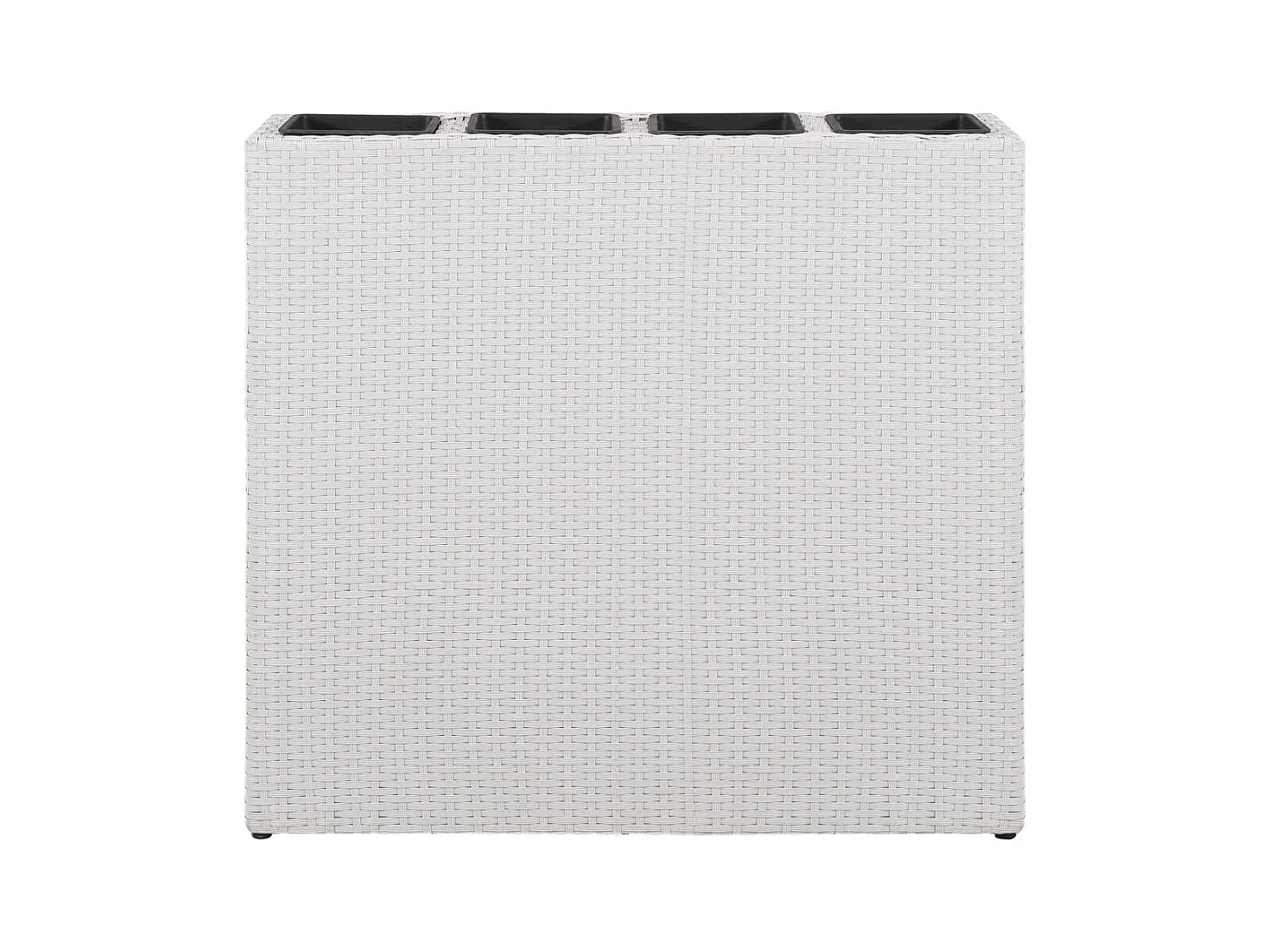 Fioriera da giardino rialzata per piante e fiori con 4 vasi in resina intrecciata bianca 02_0001151