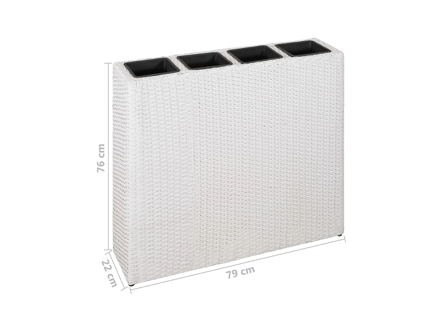 Fioriera da giardino rialzata per piante e fiori con 4 vasi in resina intrecciata bianca 02_0001151