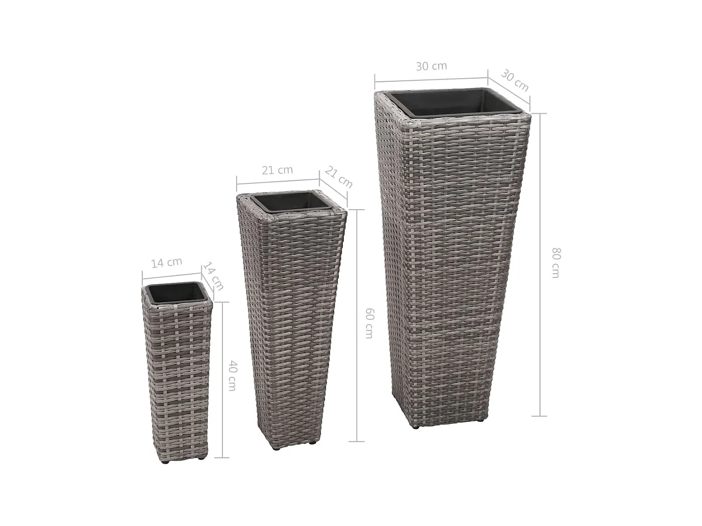 Jardinière lit surélevé plantes résine grise 30 x 30 x 80 cm 02_0001345