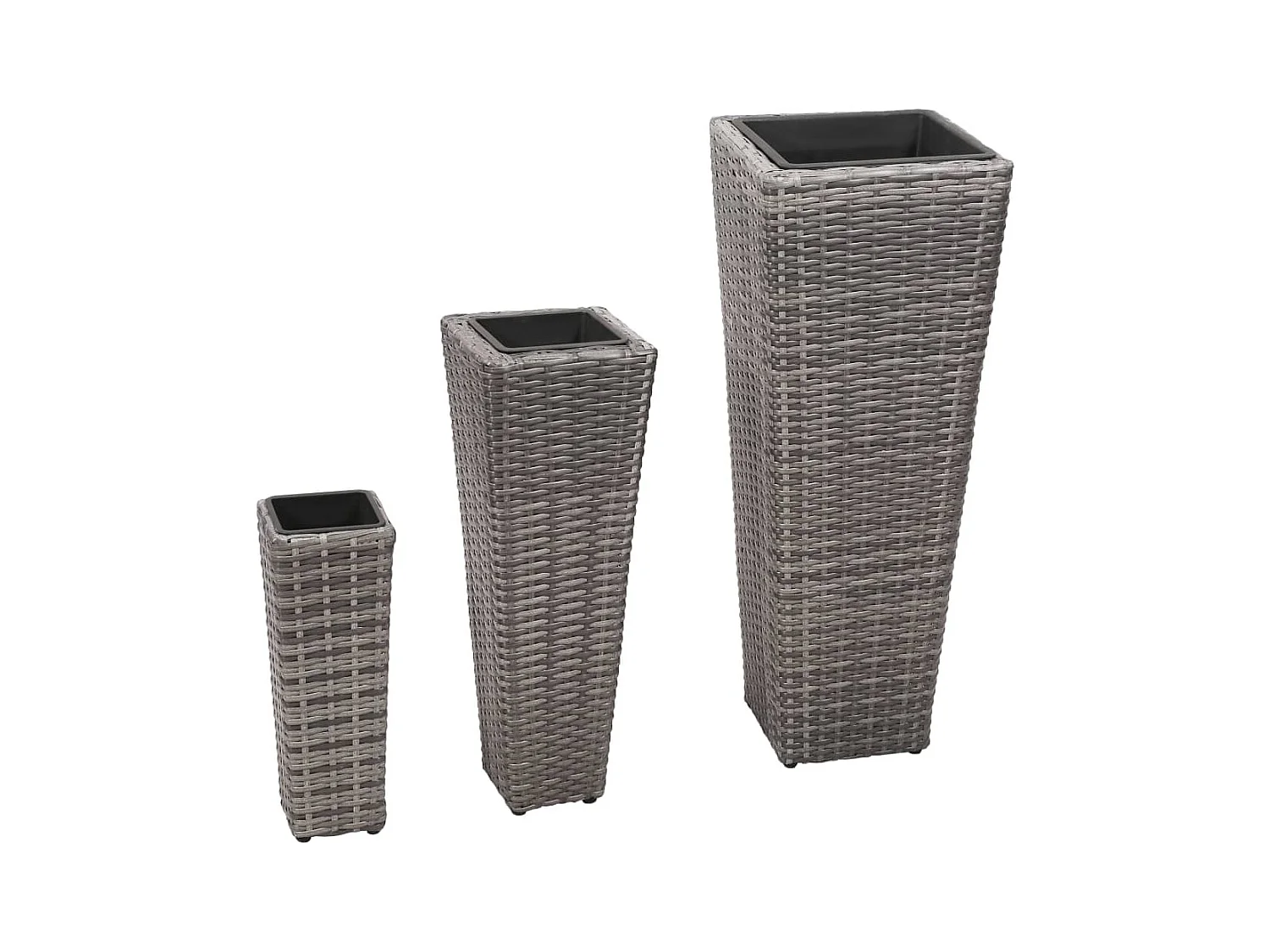 Jardinera arriate elevado plantas flores jardín 3 piezas resina tejida gris 02_0001345