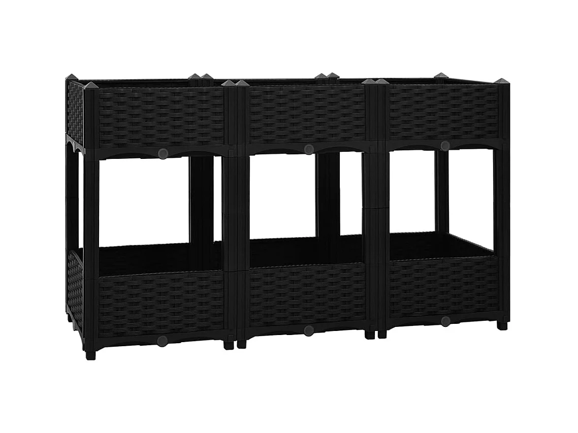 Jardinière lit surélevé plantes noire 120 x 40 x 71 cm 02_0000910