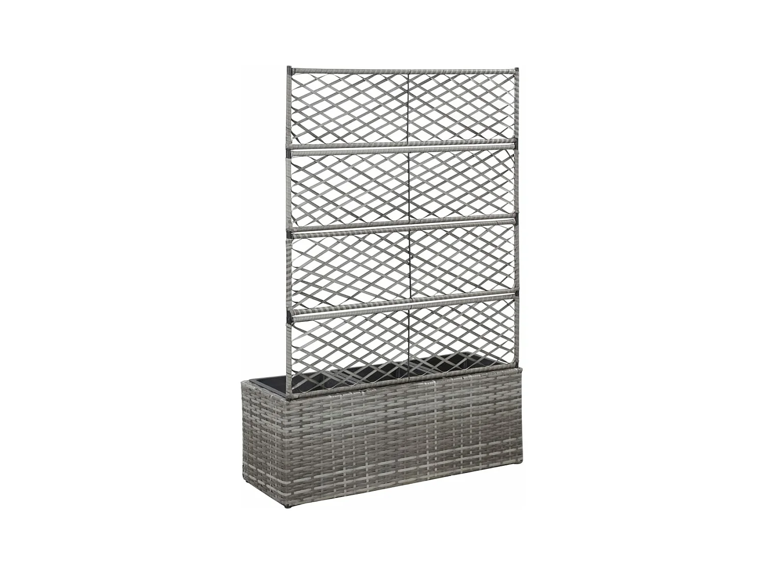 Plantador de cama elevada plantas flores treliça jardim 3 vasos 83 x 30 x 130 cm resina tecida cinza 02_0001261