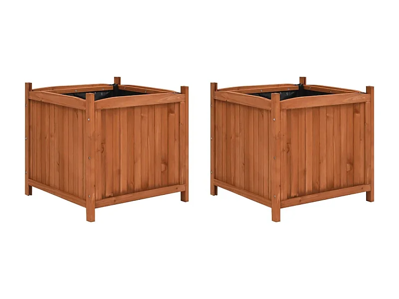 Set 2 fioriere rialzate 50 x 50 x 50 cm in legno di abete marrone 02_0000887