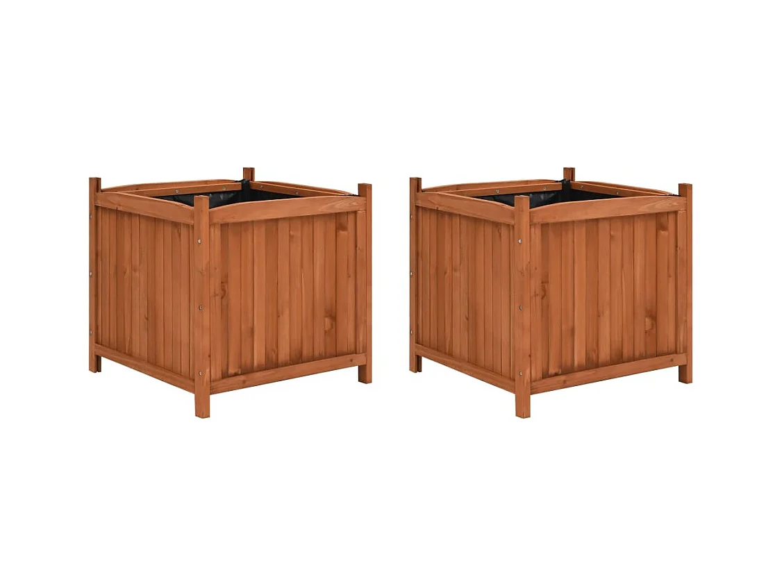 Lot de 2 jardinières bois marron 50 x 50 x 50 cm 02_0000887