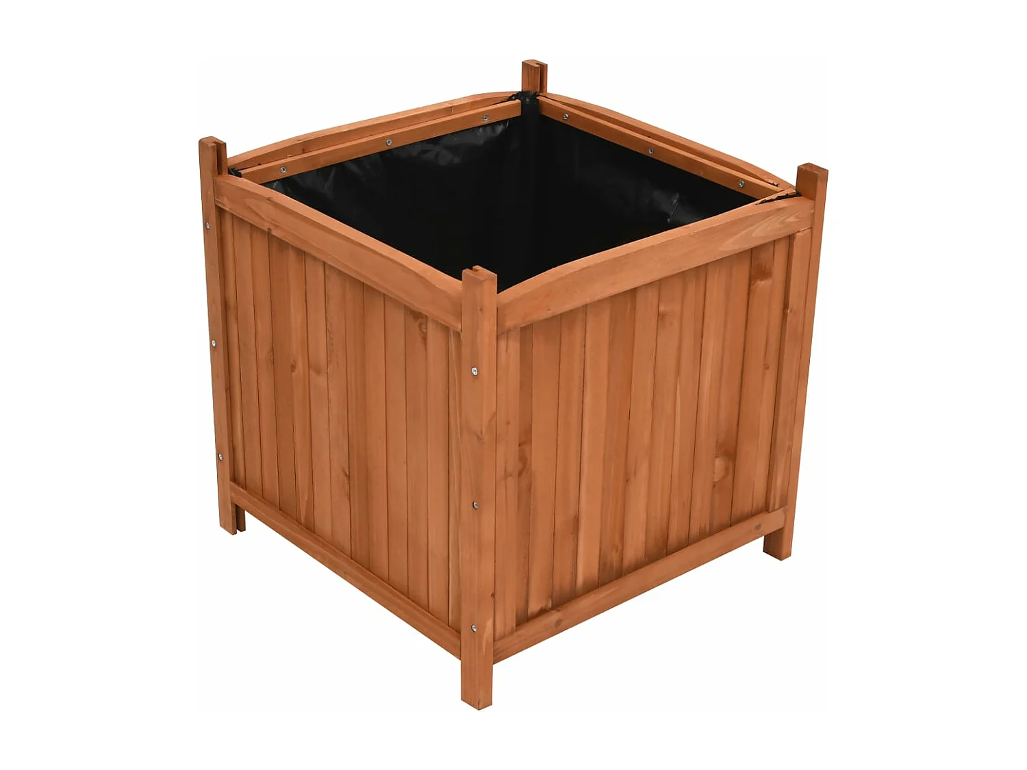 Juego de 2 maceteros elevados 50 x 50 x 50 cm madera de abeto marrón 02_0000887