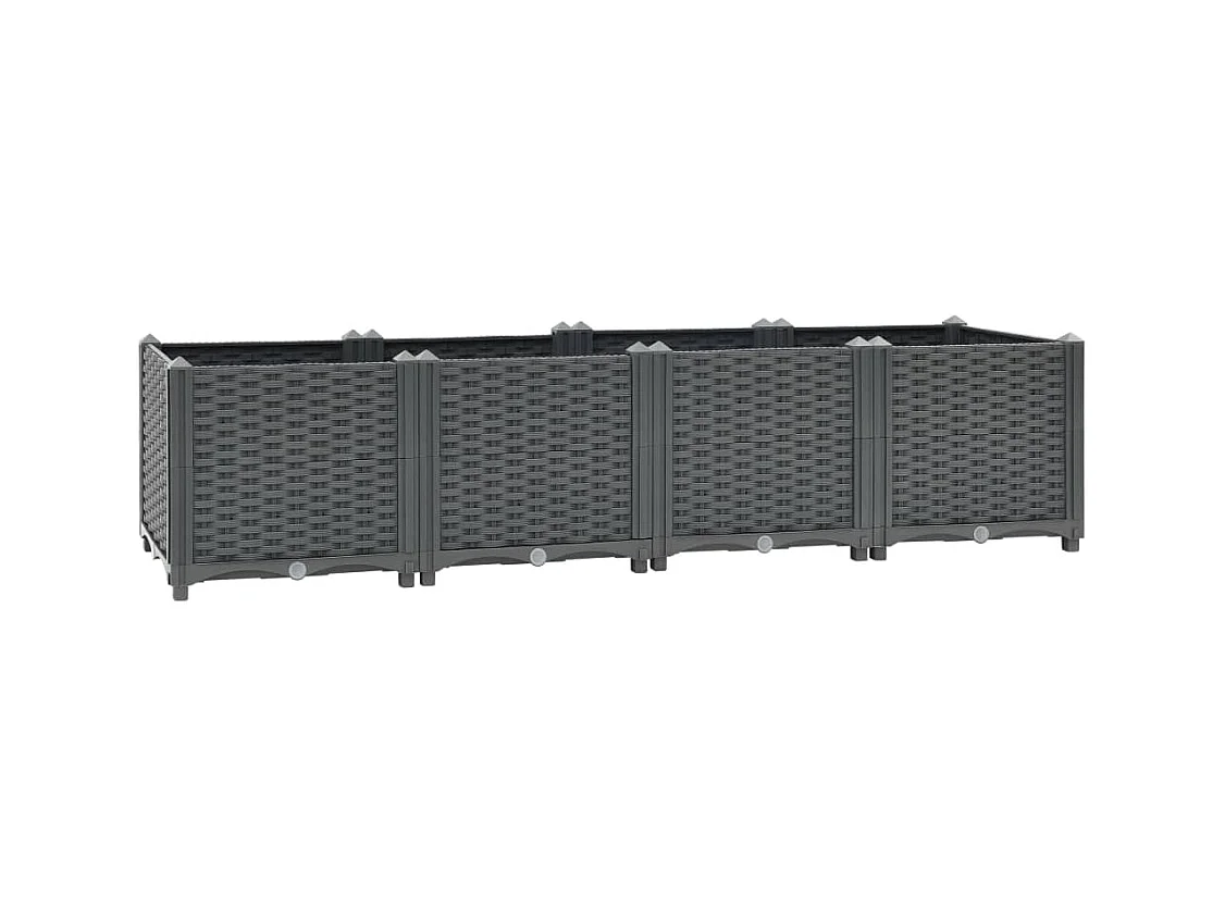 Jardinière lit surélevé plantes grise 160 x 40 x 38 cm 02_0000918