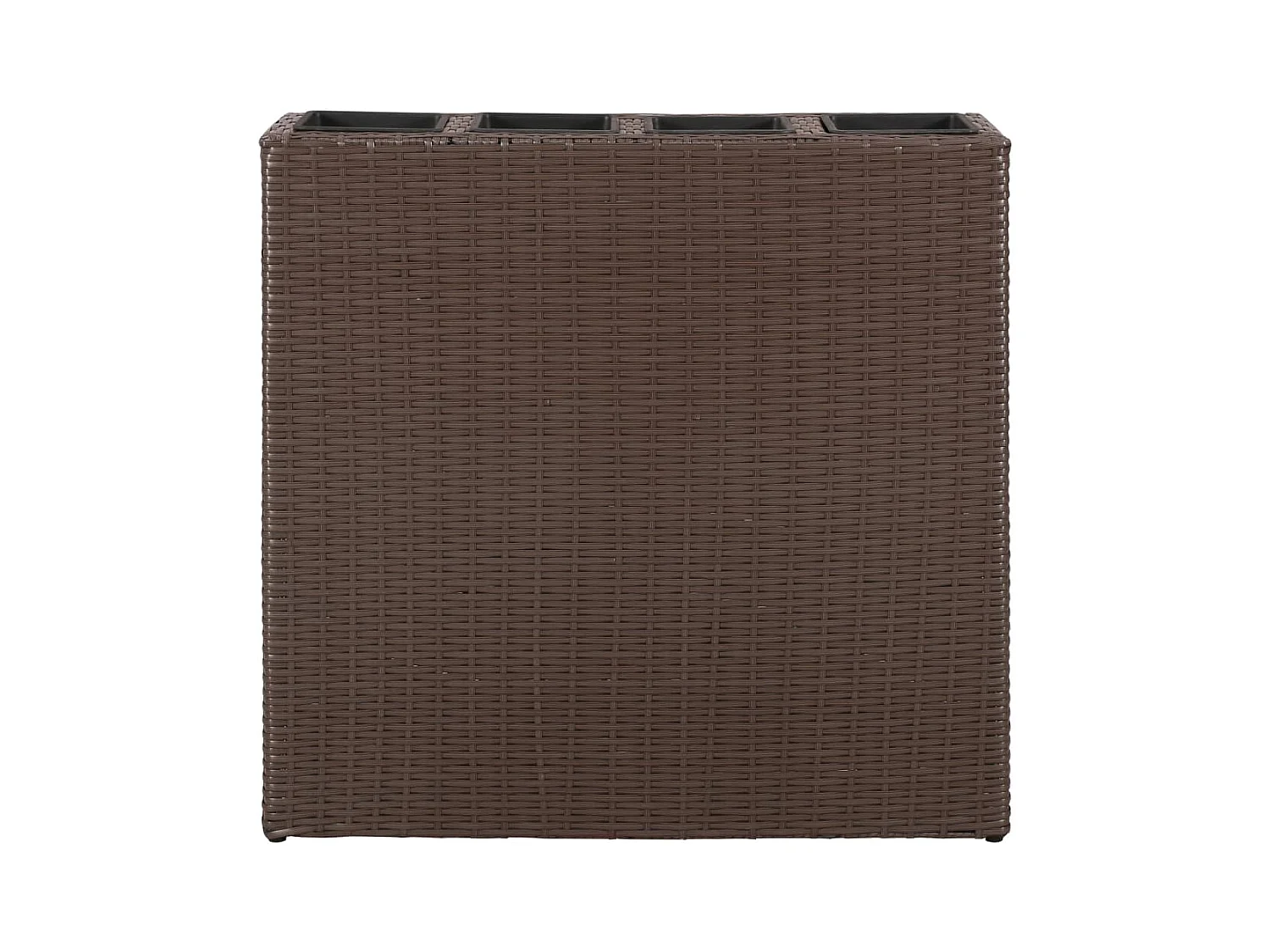 Plantador de plantas de canteiro elevado, jardim de flores com 4 vasos de resina trançada marrom 02_0001153