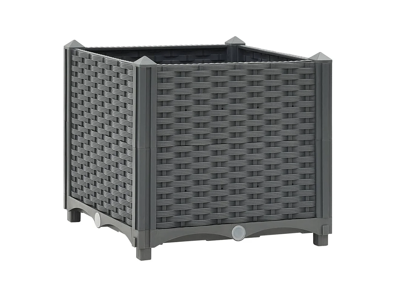 Jardinera arriate elevado plantas flores jardín 40 x 40 x 38 cm polipropileno gris oscuro 02_0000928