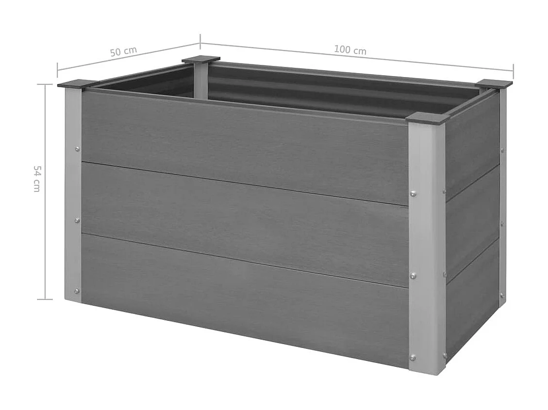 Jardinera arriate elevado plantas flores jardín WPC 100 x 50 x 54 cm gris 02_0001234