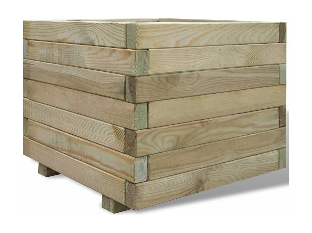 Jardinera arriate elevado plantas flores jardín 50 x 50 x 40 cm madera cuadrada 02_0000940