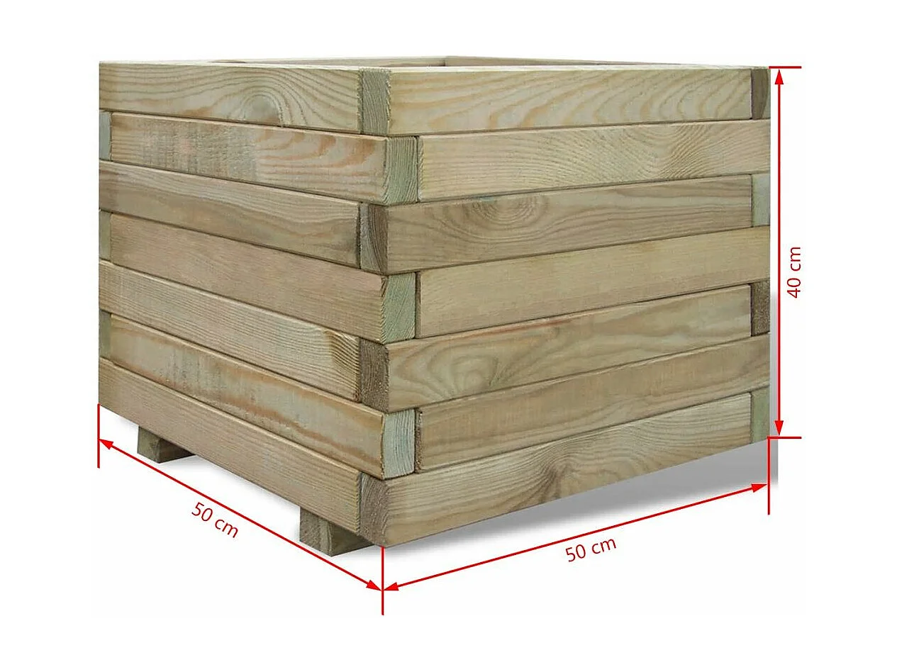 Jardinera arriate elevado plantas flores jardín 50 x 50 x 40 cm madera cuadrada 02_0000940