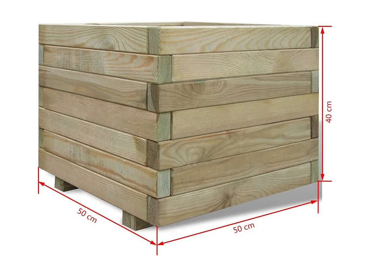 Jardinera arriate elevado plantas flores jardín 50 x 50 x 40 cm madera cuadrada 02_0000940