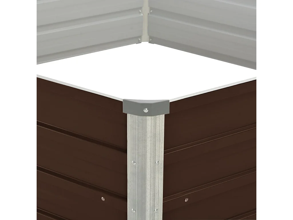 Fioriera rialzata marrone 129 x 129 x 46 cm acciaio zincato 02_0000858