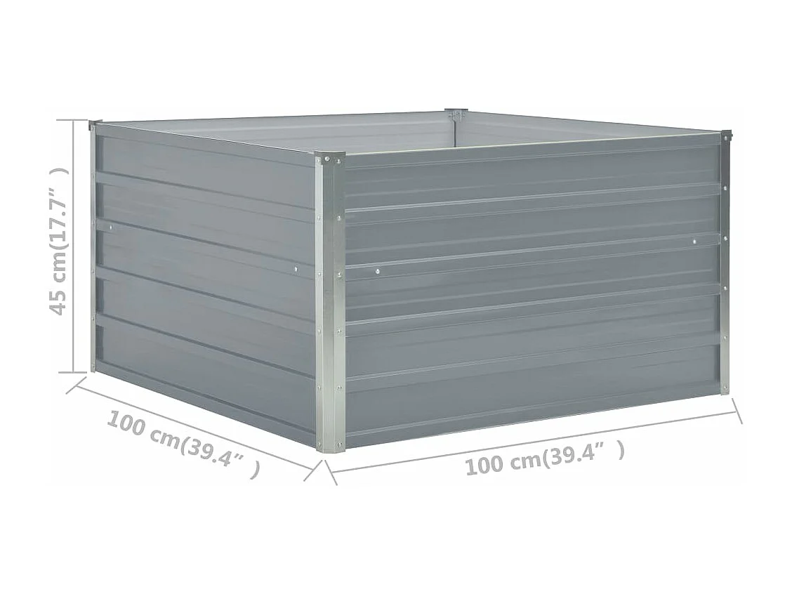 Fioriera 100 x 100 x 45 cm acciaio zincato grigio 02_0000784