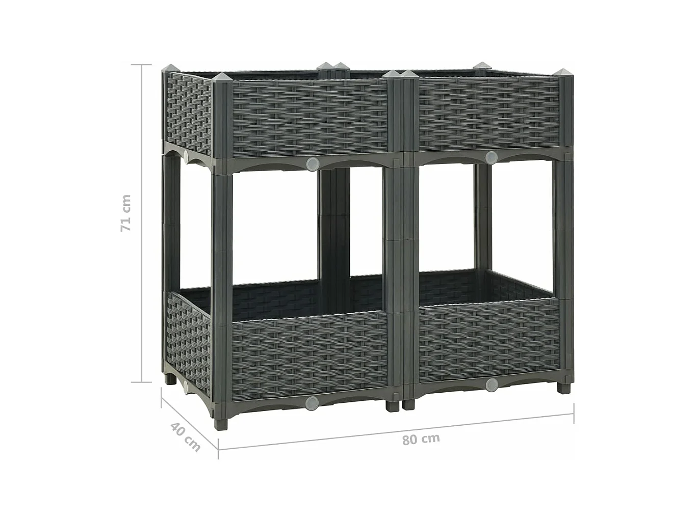 Jardinière lit surélevé plantes grise 80 x 40 x 71 cm 02_0000948