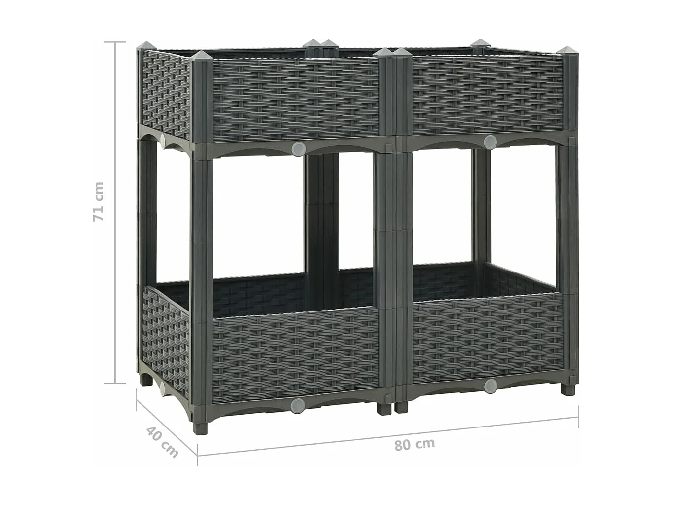 Jardinière lit surélevé plantes grise 80 x 40 x 71 cm 02_0000948