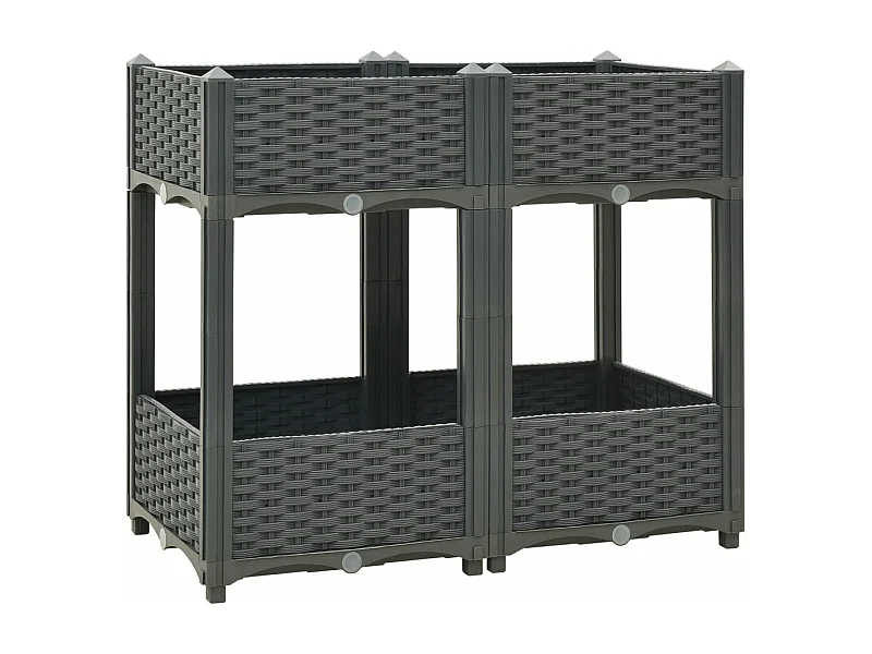 Fioriera aiuola rialzata piante fiori giardino80 x 40 x 71 cm polipropilene grigio scuro 02_0000948