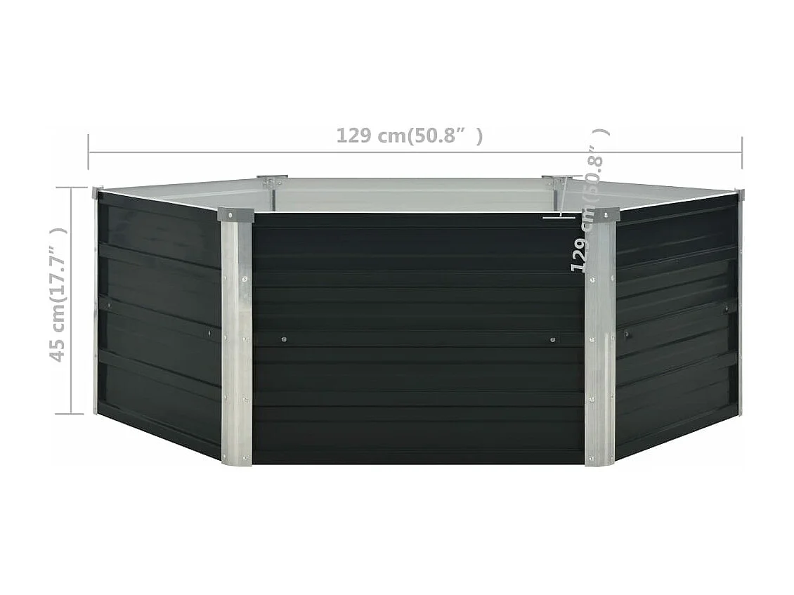 Fioriera rialzata antracite 129 x 129 x 45 cm acciaio zincato 02_0000854