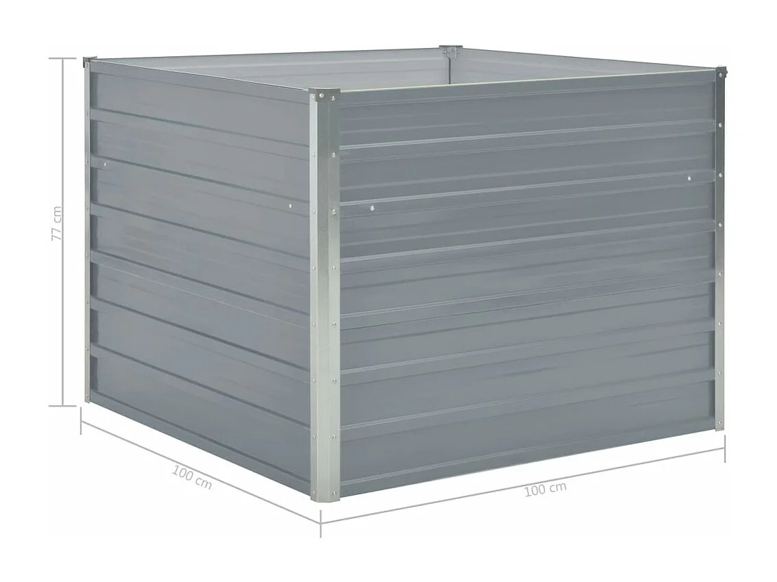Jardinera 100 x 100 x 77 cm acero galvanizado gris 02_0000788